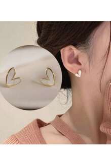 1 Set minimalistischer persönlicher kleiner weißer Muschel Herz Edelstahl Halskette und Ohrringe Schmuckset, geeignet für den täglichen Gebrauch von Frauen, Partys oder als Muttertagsgeschenk