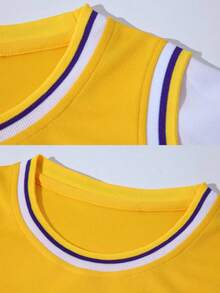 2pcs Basketball Uniform Set With Number 23 And Personalized Name, Boys & Girls, Purple, Kids Sports Wear, Children Summer Outfit, Shorts, Customized Basketball Jersey - Purple - View 6
