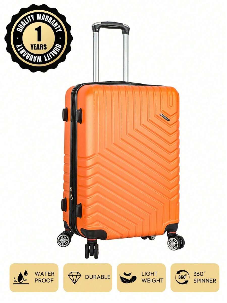 20-Inch Suitcase Carry-On Luggage, ABS Material, Expandable Design, Large Capacity, Multi-Color Options, Quality Assured, Waterproof, Scratch-Resistant, Silent Wheels, Password Lock, 1-Year Warranty, Suitable For Budget Airlines - Orange - View 1