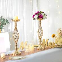 OBOVAY 1/10 Pcs Gold Multifunctional Metal Floral Decor & Candle Holder Set, Suitable For Wedding, Party, Banquet, Event, Restaurant, Hotel Decoration - Gold - View 4