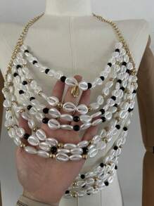 1 pezzo Catena per il corpo a tema conchiglie da vacanza - Collana a cavigliera stile boho con perle regolabili