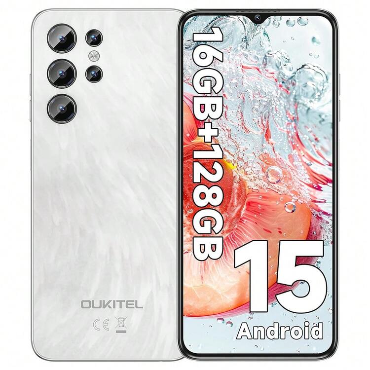スマートフォン本体 OUKITEL C1 16GB RAM 128GB ROM OUKITEL C1 Android 15 Smartphone Without Contract, 16GB+128GB /1TB