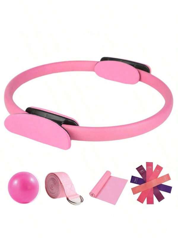 9pcs Pilates Ring Set, A 9-Piece Set Of Home Fitness Equipment For Women, Including A Pilates Ring, 25cm Yoga Ball, Stretching Band And Resistance Band, 5-Color Resistance Band, And A Hip Ring (The Surface Material Is Foam, And There May Be Dents And Scratches During Transportation, Which Is A Normal Phenomenon).