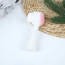 1 pieza Cepillo de limpieza facial de 2 en 1 con cerdas suaves y dispositivo de limpieza facial con cepillos de doble cara para limpiar los poros en profundidad, eliminar los puntos negros, cepillo facial de silicona de doble cara - exfoliación suave, limpieza manual y masaje para una piel radiante y limpieza de poros en profundidad