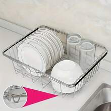 1pc Adjustable Stainless Steel Sink Drain Basket - Multi-Purpose Expandable Sink Organizer Rack For Plates, Bowls, Cups And Utensils,Kitchen Items For Ultimate Kitchen Efficiency With Cozy Fall& Winter Styles - Silver - View 8