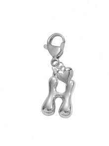 1pc Silver Bubble Letter Cute Necklace Pendant, Bag Charm - Includes Shiny Crystal Pendant & Gold Heart Pendant, Letters A-Z, Alloy Bag/Backpack Hanging Decoration - Perfect Gift For Birthday & Special Occasions, Keychain, Wallet & Purse Accessory For Women & Girls. Birthday, Valentine's Day, Mother's Day Gift. - Silver - View 23