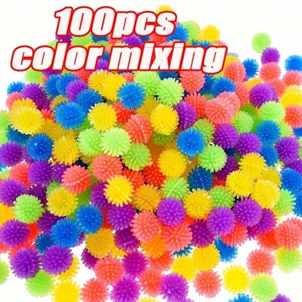 100pcs Colorful Mini Foot Massage Balls - TPR Squeeze Toys, Elastic Pet Playthings, Assorted Colors For Fun And Exercise, Playful Activity Toys | Multi-Colored Balls | Durable Stress Balls, Exercise Balls
