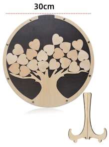 1Pc Wooden Graduation Season Signature Tree Tray, Wedding Sign-In Desk, Tree-Shaped Droplets On The Guest Message Book, Wedding Guest Book, Newborn Witness Signature Book, Creative Willow Leaf-Shaped Wedding Card Box Desktop Message Book Birthday Party Sign-In Board (With Display Stand And 30 Wooden Leaves)