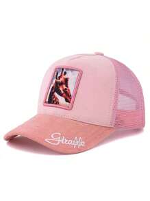 JZML 1pc Unisex Animal Graphic Patch Design Suede Trucker Cap