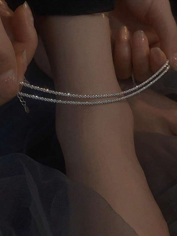 1 pièce Bracelet de cheville scintillante et étoilée pour femmes, design unique minimaliste élégant, convient pour le port quotidien, les fêtes et les rassemblements