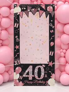 1件玫瑰金生日相框背景装饰，18/30/40/60/50岁生日拍照道具背景布，闪光生日装饰，生日横幅拍照道具，生日派对用品，生日派对装饰，生日装饰，家居装饰 - 玫瑰金 - 查看 6