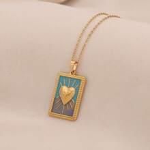 Freegrow 1pc Heart-Shaped 8-Pointed Star Fish Tarot Pendant Necklace, Suitable For Women Everyday Wear