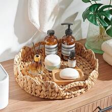 3pcs (S+M+L)/1pc Handwoven Willow Baskets, Scalloped Edge Water Hyacinth Rectangular Storage Baskets, Decorative Wicker Baskets For Coffee Table And Furniture Decor, Holiday Gift Organizer, Boho Reusable Storage Bins For Stationery, Closet, Toys, Cosmetics, Desk Organization, Ideal Gift Basket - Ginger - View 6
