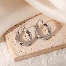 1 Paar einzigartige verdrehte Edelstahl Ohrringe, minimalistisch eleganter Luxus Modeschmuck für Frauen
