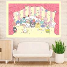 Telón de fondo decorativo de Sanrio, tela con tema de dibujos animados lindos - Hello Kitty, My Melody, Kuromi, Cinnamoroll, Pochacco, adecuado para fiestas, fotografía, interior/exterior, decoración del hogar