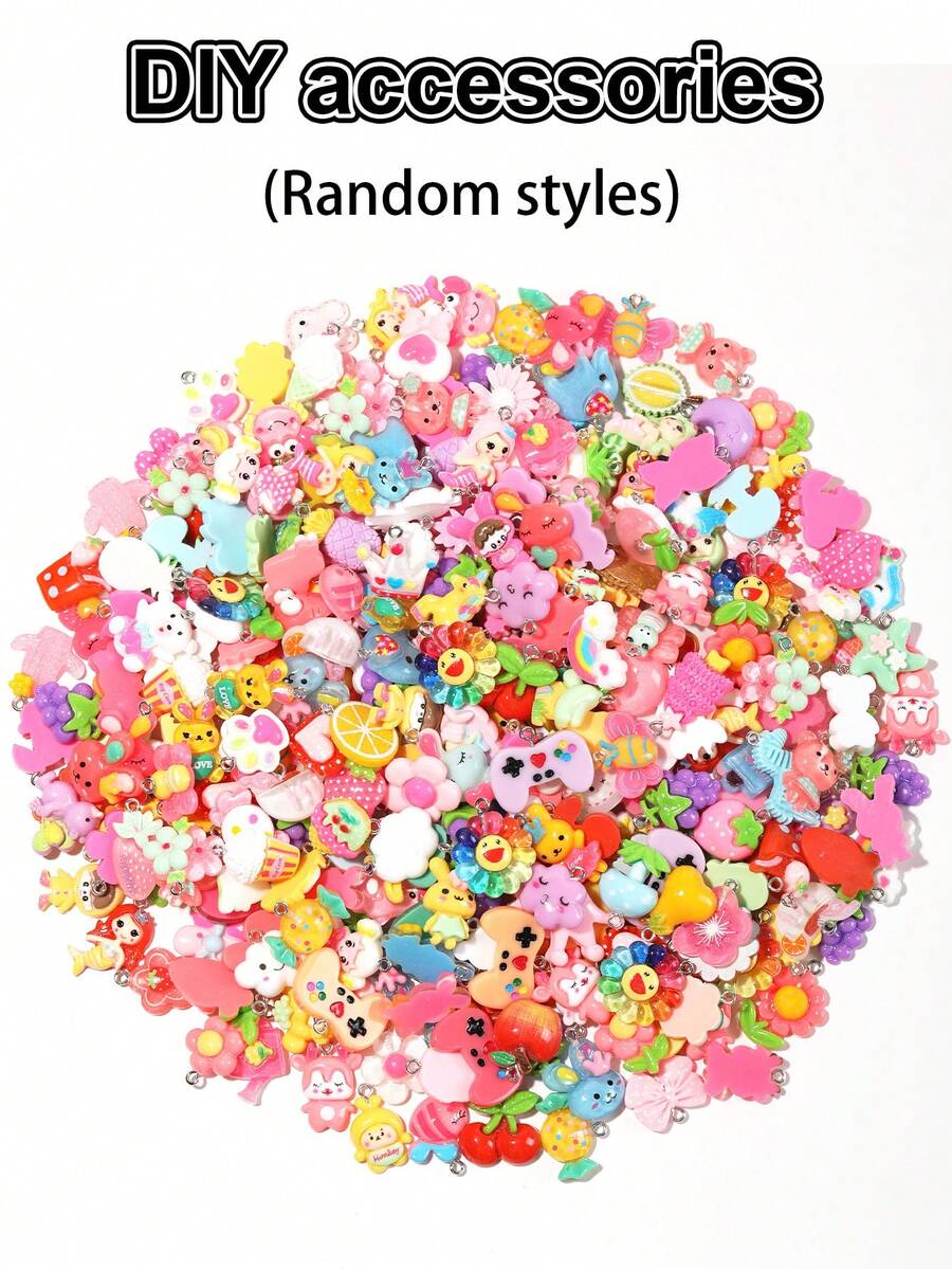 10/30/50pcs Random Resin Accessories Set (No Duplicate Style), Creative And Cute Cartoon DIY Decorations, Multiple Colors, Styles And Designs, The More Quantity The More Varied Styles, Can Be Used As Keychain, Necklace, Bracelet, Dust Plug And Other Pendant Decorations, Great Small Christmas Gift Ideas Bag Accessories Lanyards With Id Holder Car Accessories Bag Charms