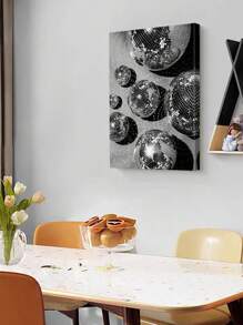 1pc, Party Canvas Decoration, Funny Disco Wall Arts, Idea Gift, Disco Ball Light Picture Poster Printing, Home Decor Painting For Living Room, Bedroom, Bar,Optional Frame