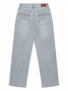 NVFelix Nuevos jeans rectos de pierna recta con bolsillo desgastado de moda - Ropa de vuelta al colegio para otoño