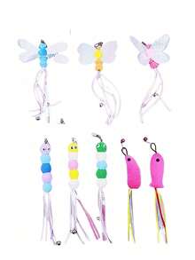 1pc Cat Teaser Wand With Bell, Long Stick Suction Cup Funny Interactive Chew Toy For Cats - Multicolor - View 11