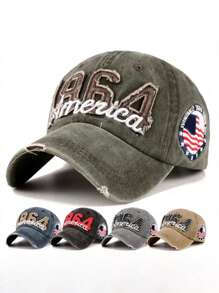 1 Piece1964 America Vintage Distressed Embroidered Baseball Cap For Men & Women - Breathable, Casual, Adjustable, UV Protection