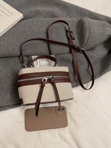 Mini Square Box Bag, Handbag, Shoulder Bag, Crossbody Bag, Suitable For Banquet, Office Lady, Middle School, High School, College - Coffee Brown - View 8