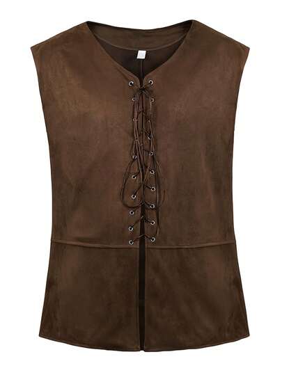 男士复古系带休闲纯色修身背心