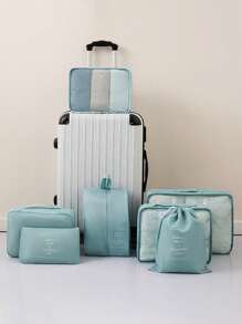 7PCS Travel Storage Bag, Portable Clothes Packing Cube, Lightweight Suitcase Luggage Organizer & Shoes Underwear Holder, Ultra-Lightweight, Waterproof, Polyester Packing Cubes For Efficiently Organizing Clothes, Shoes, Makeup, And Accessories - Perfect For Frequent Travelers And Adventurers