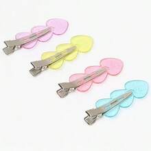 Heart Shape Candy Color Shiny Sequin Hairpin Bangs & Side Clip, Invisible Hair Clip Accessory For Women - Multicolor - View 5