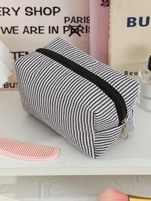 1 Pc Seersucker Hand Holding Large-Capacity Toiletry Bag, Print Stripe Makeup Pouch Travel Cosmetics Storage Bag, Candy Color Makeup Bag Woman's Cosmetic Pouch Suitable For Birthday Gifts, Travel Essential Delicate Fashion Makeup Bags Zipper Bag European And American Style Cosmetic Pouch For Woman,Girl,Ladies Lightweight Skincare Storage Bag For Travel - Multicolor - View 24