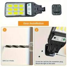 1 Peça Luz Solar de Rua a Prova d''Água com LED de Iluminação e Sensor de Movimento, 3 Modos de Iluminação Inteligente com Controle Remoto, Adequada para Jardim, Quintal, Estrada, Cabana, Pátio, Iluminação Solar Externa