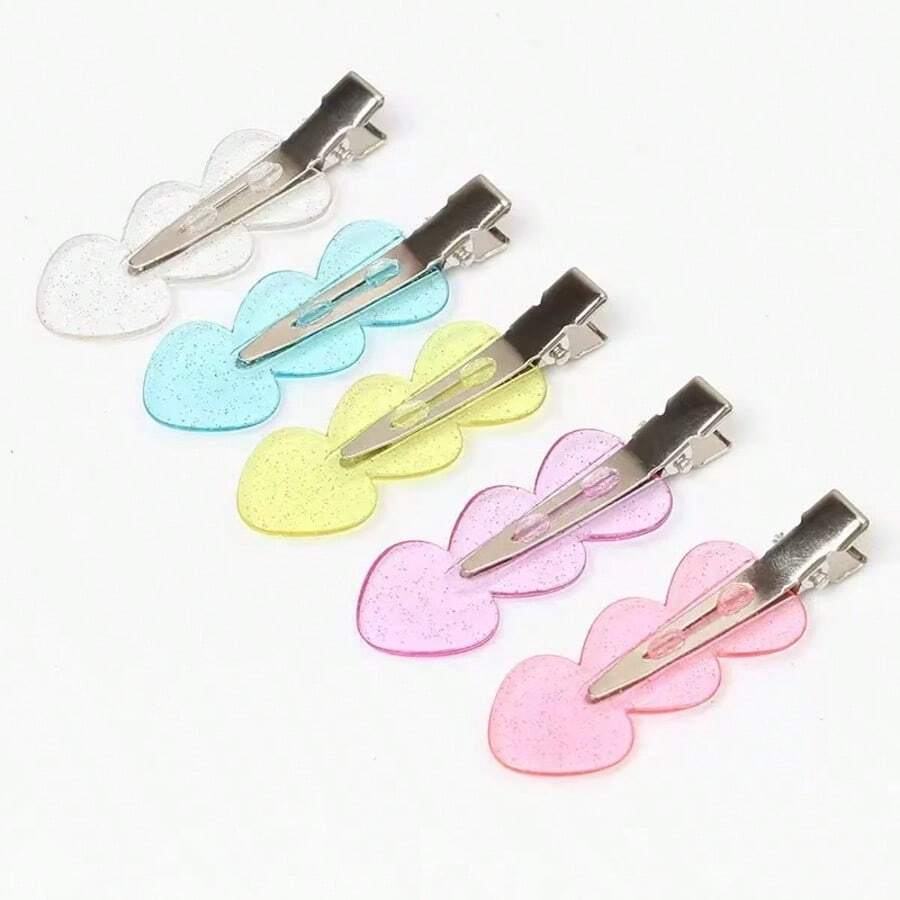 Heart Shape Candy Color Shiny Sequin Hairpin Bangs & Side Clip, Invisible Hair Clip Accessory For Women - Multicolor - View 1