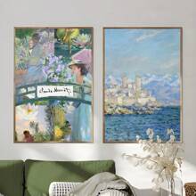 1 pièce Affiche murale d'art moderne de Claude Monet avec des fleurs sauvages. Impression pour la décoration de la maison, de la chambre à coucher, du bar. Cadeau décoratif optionnel avec cadre.