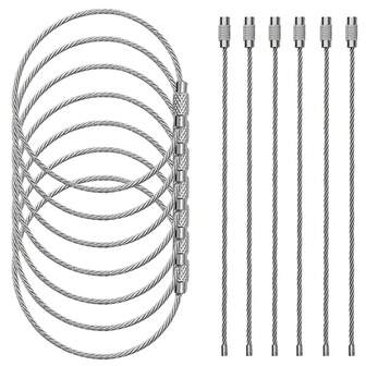12/20/30pcs Steel Wire Keychain, Large Cable Keychain, Women Keychain Rings, Luggage Tag Cable Airplane Cable Keychain Rings, For Hanging ID Tags Or Luggage Tags