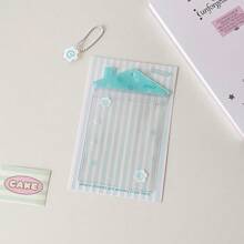 Portador de tarjeta de estudiante transparente con lazo y lindo lindo, estuche protector de tarjetas pequeño con abanico Celebrrity, regalos de vuelta a la escuela
