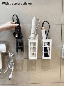 Estantería de almacenamiento multifuncional mejorada para el baño, soporte para rizador, estantería de almacenamiento adhesiva montada en la pared, organizador para baño, cocina, sala de estar, dormitorio, esencial para el hogar - Multicolor - Ver 1
