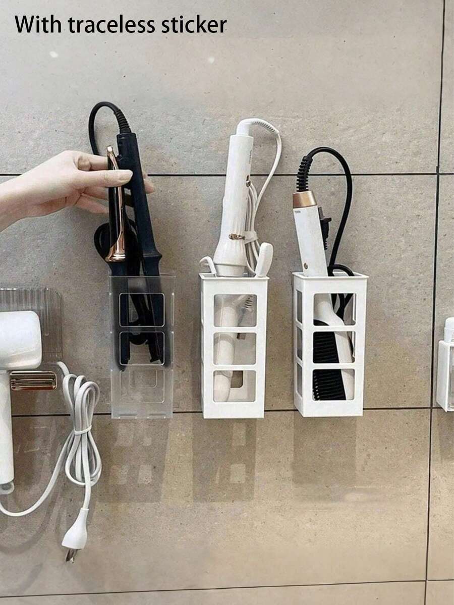 Estantería de almacenamiento multifuncional mejorada para el baño, soporte para rizador, estantería de almacenamiento adhesiva montada en la pared, organizador para baño, cocina, sala de estar, dormitorio, esencial para el hogar - Multicolor - Ver 1