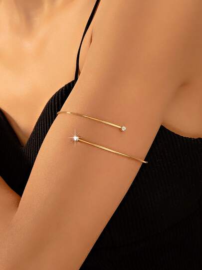 1pc Fashionable Metal Geometric Hollow Bangle, Exaggerated And Unique
