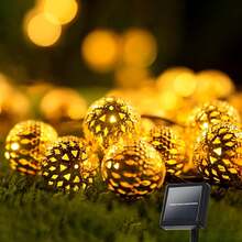 1pc Moroccan Solar Powered String Lights With 8 Modes, Waterproof Outdoor Moroccan Solar Fairy Lights For Garden, Patio, Wedding, Christmas, Courtyard & Lawn Decor