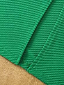 女士圣诞新年绿色优雅休闲开衩裙套装，适合晚宴约会、派对、办公室等场合。 - 綠色 - 查看 4