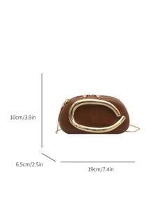 2025 New Women's Metal Decor Personalized Design Shoulder Crossbody Bag - Brown - View 7