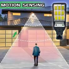 1 Peça Luz Solar de Rua a Prova d''Água com LED de Iluminação e Sensor de Movimento, 3 Modos de Iluminação Inteligente com Controle Remoto, Adequada para Jardim, Quintal, Estrada, Cabana, Pátio, Iluminação Solar Externa