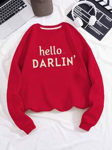 Hello DARLIN Women's Fashion Sweatshirts - Red - View 1