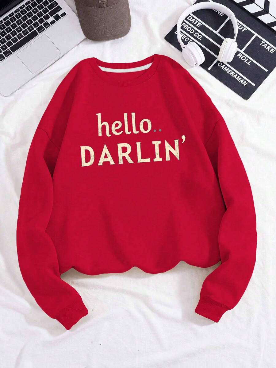 Hello DARLIN Women's Fashion Sweatshirts - Red - View 1
