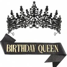 Bling Crystal Birthday Party Kit Tiara Crown Birthday Queen Sash For Women Happy Birthday Hair Accessories Prom Gifts Decorations