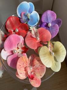 1 Stück Haarclip für Frauen mit Phalaenopsis-Motiv, ideal für Fotoshooting, Haarclips für Strandurlaub, Haarschmuck und Kopfschmuck-Haarklammern, Haarspangen
