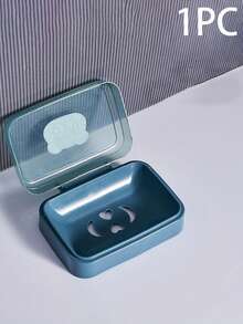 4-Color Creative Flip-Top Soap Dish, Bathroom/Dorm Drainage Soap Box, Minimalist Transparent Drainage Box, Travel Portable Soap Box, Cartoon Flip-Top Soap Box, Back-To-School Essential - Multicolor - View 12