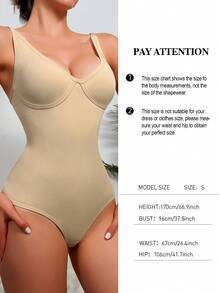 1 Piece For Women's Body Shaping Micro Shape Seamless Tummy Control Bodysuit - Apricot - View 8