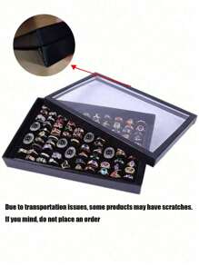 1pc 36/100-Position Ring Jewelry Box With Lid,Earring Jewelry Tray,Ring Jewelry Storage Display Tray,Simple Velvet Ring Box,Jewelry Box, Earring Jewelry Storage Box,Dustproof Jewelry Box Display Box Jewelry Display Dustproof Box Summer Necessity For Women Storage Organizer Gift Travel Back To School