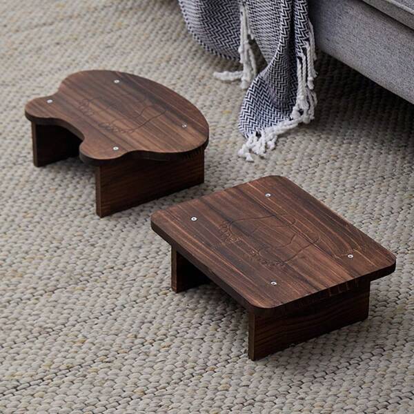 1PC Solid Wood Stool, Retro Wooden Rectangle Stool, Japanese Style Low Seat Shoe Rack, Horse Bucket Stool, Resting Footstool, Plant Stand Chair, Multifunctional Non-Slip Footstool For Living Room, Bedroom, Bathroom& Office Use