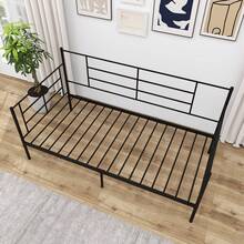 GOFLAME Single Size Metal Daybed, Modern 2-In-1 Bed Frame, Home Sofa Bed W/ Under-Bed Storage & Railings, Heavy-Duty Metal Slats Platform Bed, No Box-Spring Needed - Black - View 7